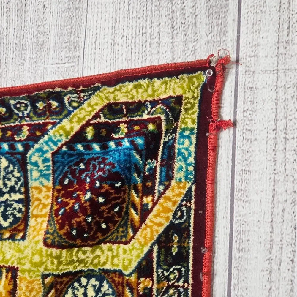 VTG 70s Moroccan Mandala Velvet Tapestry Rug Wall Hanging, 49x72